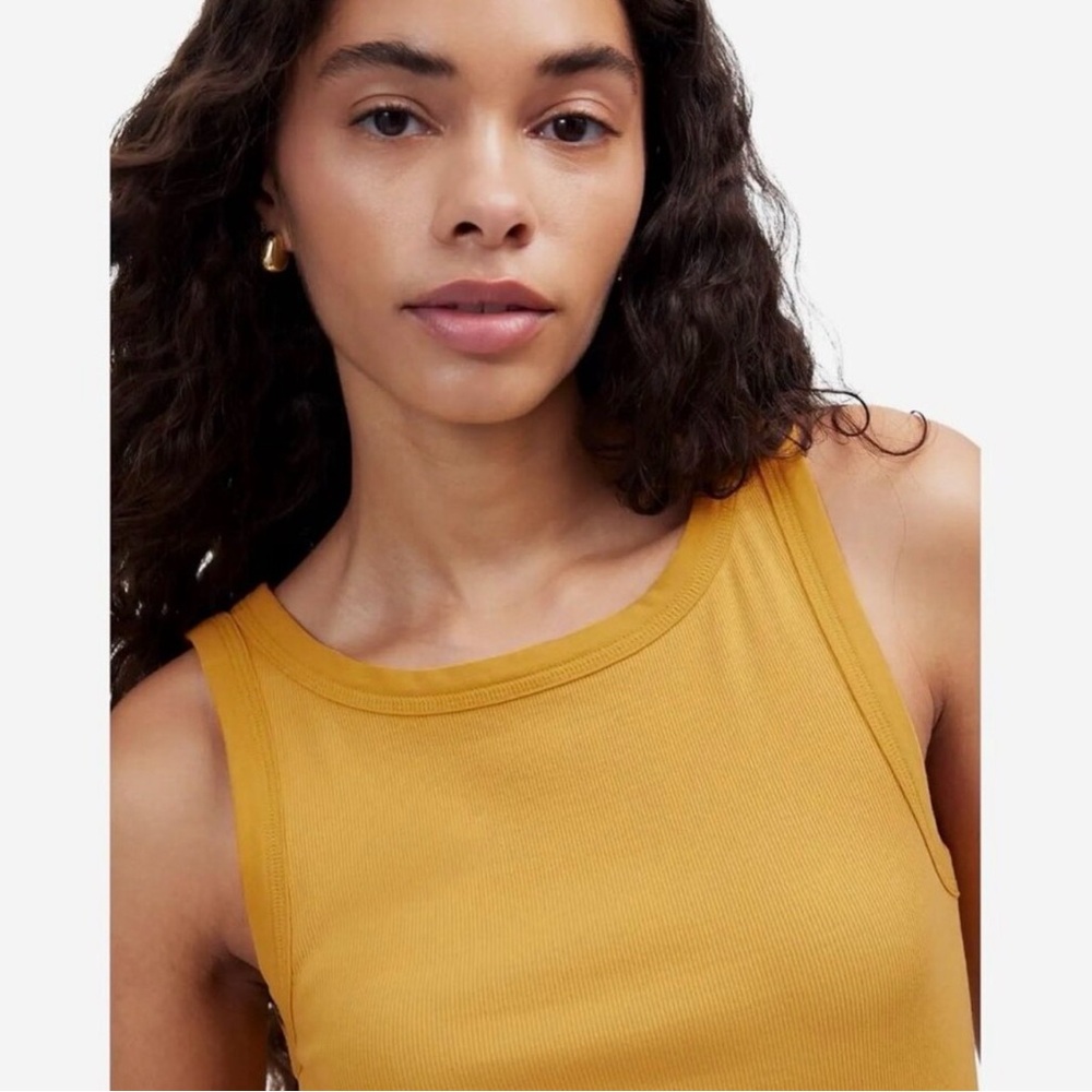 MADEWELL Yellow Re)generative Cotton Essential High-Neck Tank Top Size Small - Picture 4 of 4